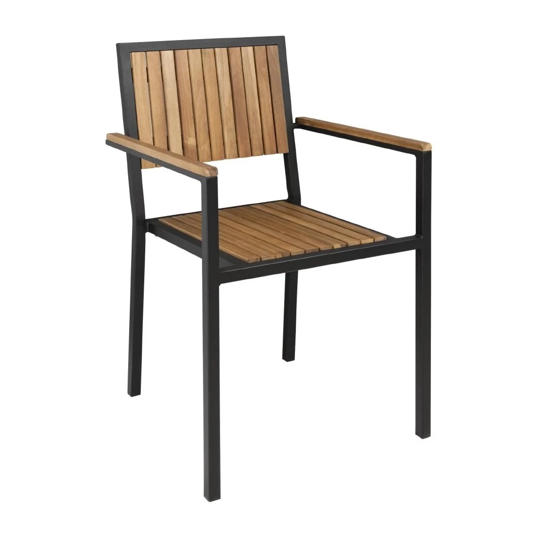 Bolero Steel & Acacia Wood Side Chair (Pack of 4)- DS151.