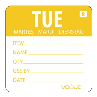 Vogue L067 Removable Day of the Week Labels - Tuesday (Pack of 500)