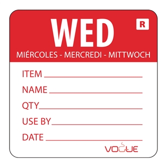 Vogue L068 Removable Day of the Week Labels - Wednesday (Pack of 500)