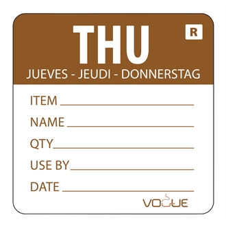 Vogue L069 Removable Day of the Week Labels - Thursday (Pack of 500)