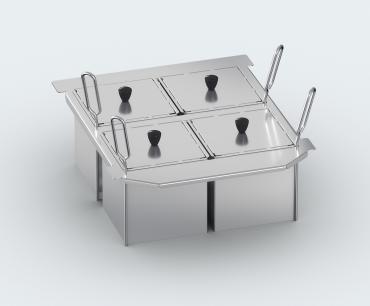 Rational 60.75.978 Kit of 4 Unperforated Portion Baskets with Lid and Portion Frame