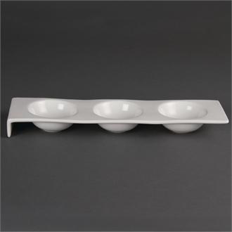 CD734 Olympia Whiteware 3 Bowl Dipping Platters 325mm