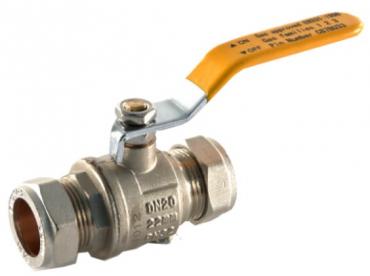 CKP9494 Gas Ball Valve - 28mm Compression Yellow Lever Handle
