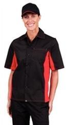 Chef Works A952 Cool Vent Unisex Black & Red Contrast Shirt