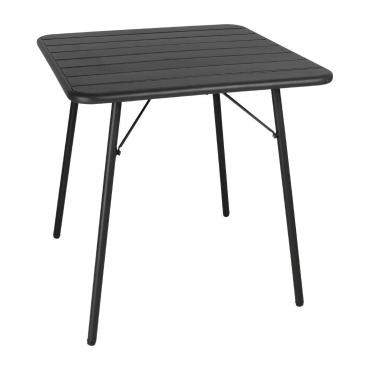 Bolero CS731 Slatted Square Steel Table Black 700mm