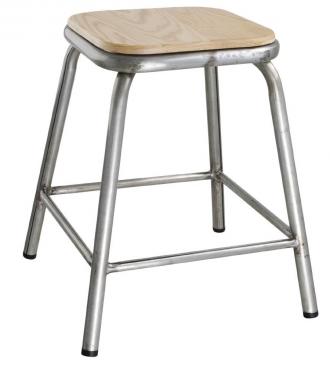 Bolero DE478 Galvanised Steel Low Stool with Wooden Seatpad (Pack of 4).