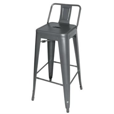 Bolero DM935 Bistro High Stool With Backrest Gun Metal (4 pack)