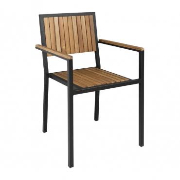 Bolero Steel & Acacia Wood Side Chair (Pack of 4)- DS151.
