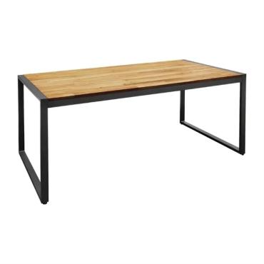 Bolero DS157 Acacia Wood and Steel Rectangular Industrial Table 1800mm