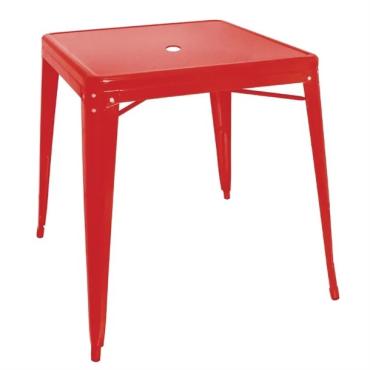 Bolero GC868 Bistro Square Steel Table Red 668mm (Single)