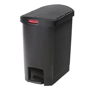 GL025 Rubbermaid Slim Jim End Step on Pedal Bin Black 30Ltr