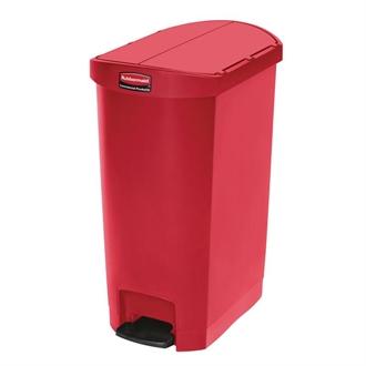 GL029 Rubbermaid Slim Jim End Step on Pedal Bin Red 50Ltr