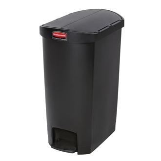 GL031 Rubbermaid Slim Jim End Step on Pedal Bin Black 50Ltr