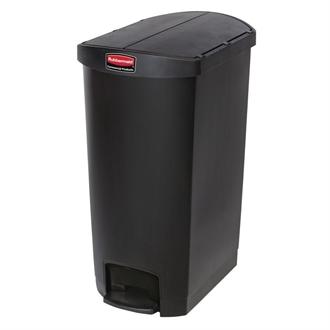 GL037 Rubbermaid Slim Jim End Step on Pedal Bin Black 68Ltr