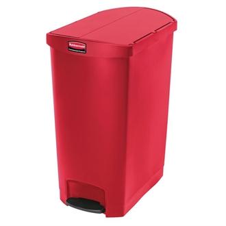 GL041 Rubbermaid Slim Jim End Step on Pedal Bin Red 90Ltr