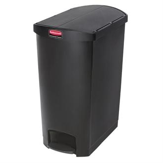 GL043 Rubbermaid Slim Jim End Step on Pedal Bin Black 90Ltr