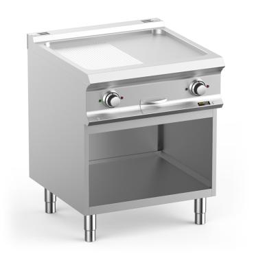 Hobart Ecomax 700 Series Electric 1/2 Smooth / 1/2 Ribbed Griddle on Open Cupboard - HEFTBE77ALR 