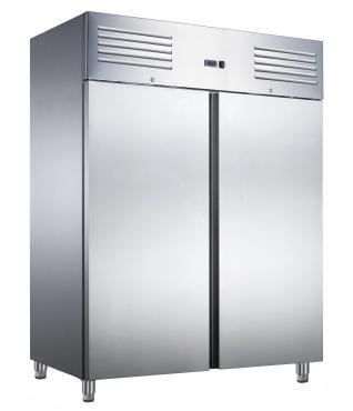 Koolmax KMC2SS 1300 Litre (960 Usable Litres) Stainless Steel 2/1GN Double Door Upright Commercial Refrigerator.