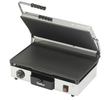 Hallco MEMT16031XNS Ribbed Top, Flat Bottom Non Stick Contact Grill 