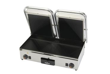 Hallco MEMT17062 Double Ribbed Top & Bottom Ceramic Electric Panini/Contact Grill