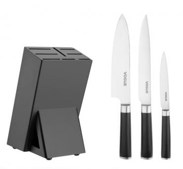 Vogue 3 Piece Bistro Knife Set with Block - SA694