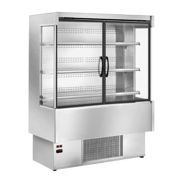 Zoin Silver Multideck Display Stainless Steel Finish with Hinged Doors 1000-1500mm Wide