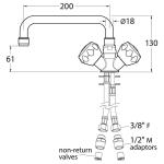 Mechline Catertap Monobloc Mixer Tap with 2 Dome Head Controls