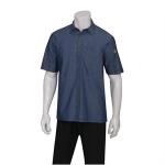 Chef Works Detroit Denim Short Sleeve Shirt Blue - B074