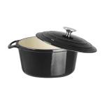 Vogue GH301 Black Round Casserole Dish 4Ltr